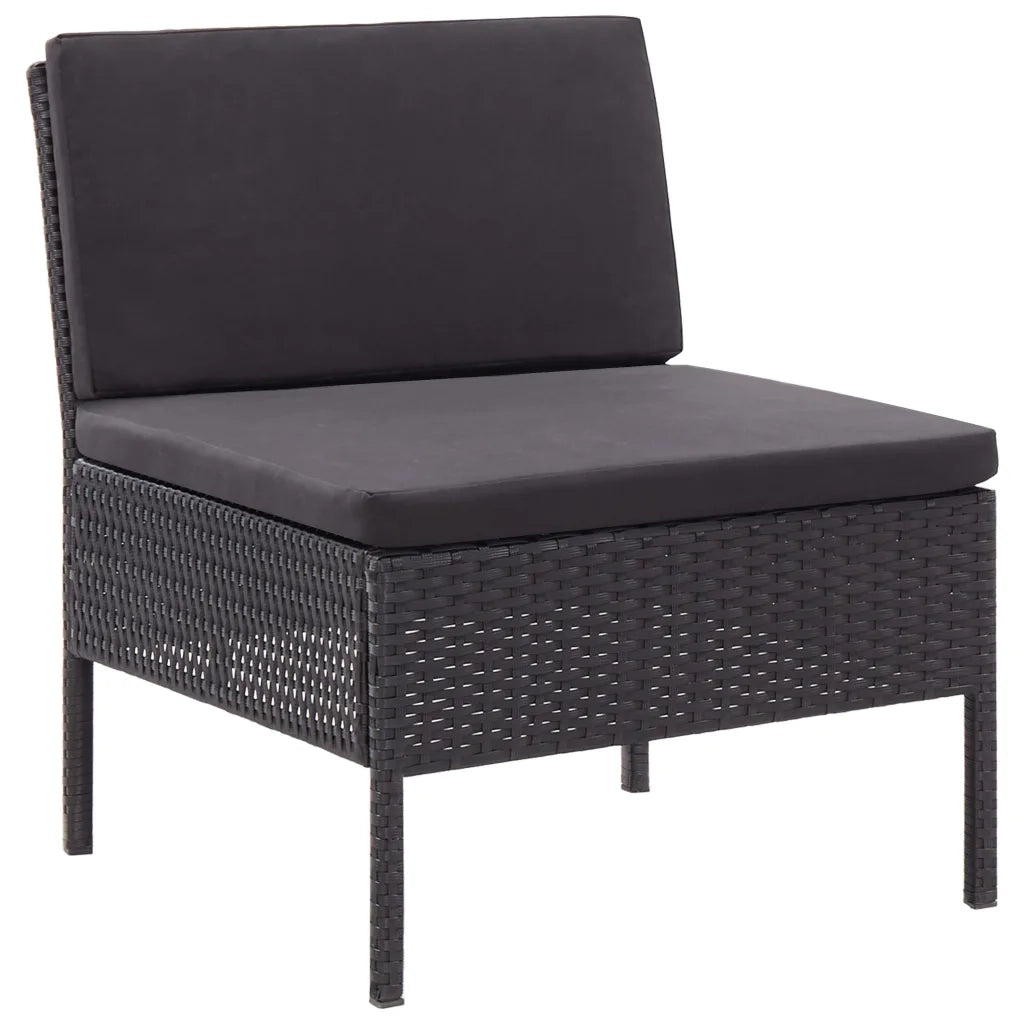 Set Divani da Giardino 3 pz con Cuscini in Polyrattan Nero cod mxl 35751