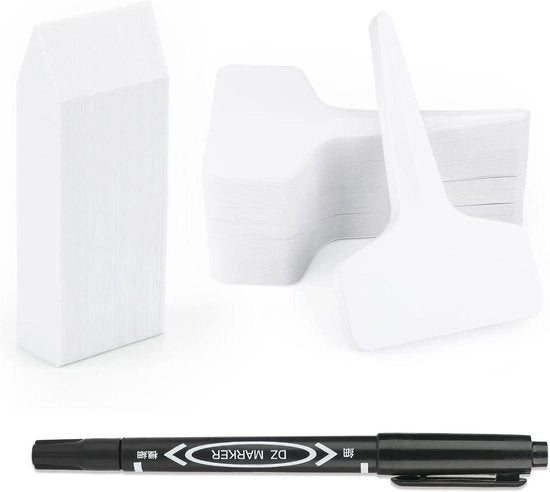 Stecchi per piante in plastica bianchi - set da 200 pezzi per piante, erbe e ortaggi - 10 x 2 cm e 10 x 6 cm - utili in giardino