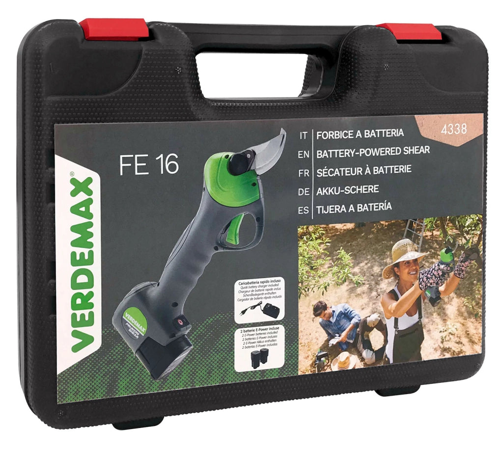 Forbice a Batteria per Potatura Verdemax FE16 2.5 cm 16.8 V con Batteria Verde Grigio