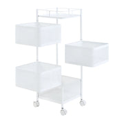 Carrello di servizio carrello da cucina/soggiorno unità di stoccaggio a 4 ripiani acciaio 80 x 27 x 27 cm bianco 03_0009253
