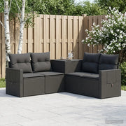 Set di divani 5 pz Nero Rattan sintetico e Acciaio 3447868