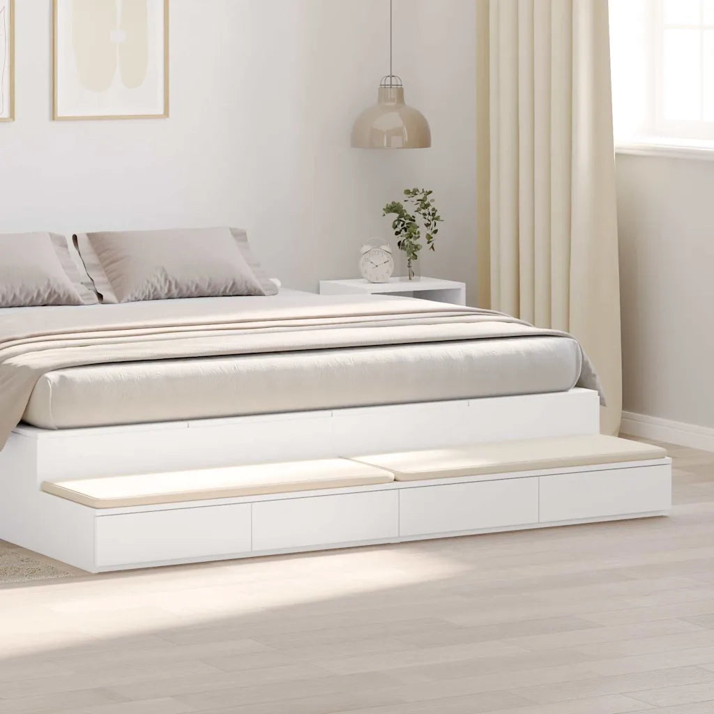 Cassetti per letto | Comodino | Armadio da Notte | Mobiletto da notte con cassetto Bianco 200 x 36,5 x 16,5 cm