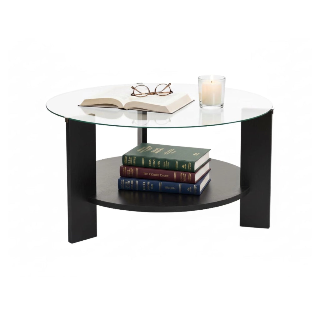 Canevino, Tavolino da Salotto Forma Rotondo, 75x75x40h cm Nero