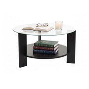Canevino, Tavolino da Salotto Forma Rotondo, 75x75x40h cm Nero