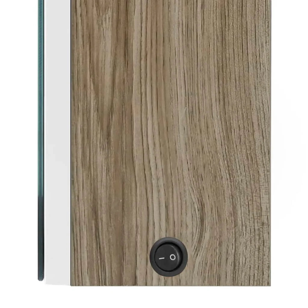 Mobile bagno 80 x 12 x 68 cm con specchio LED bianco e rovere 02_0006618