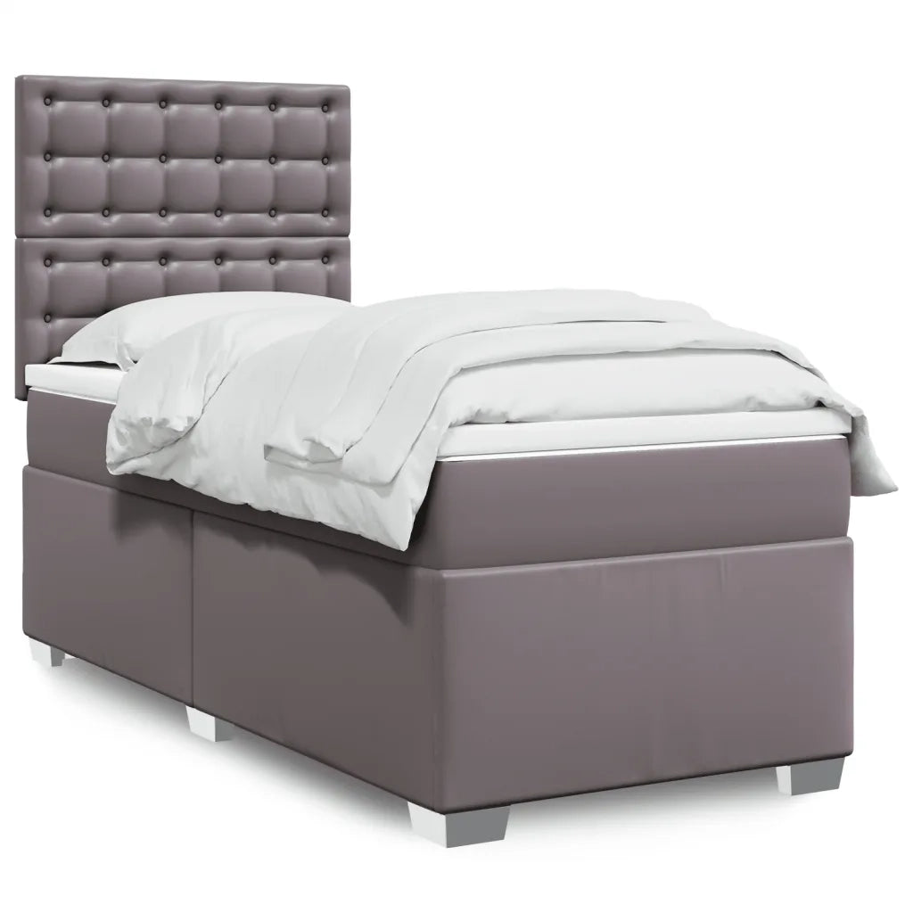 vidaXL Giroletto a Molle con Materasso Grigio 100x200 cm in Similpelle