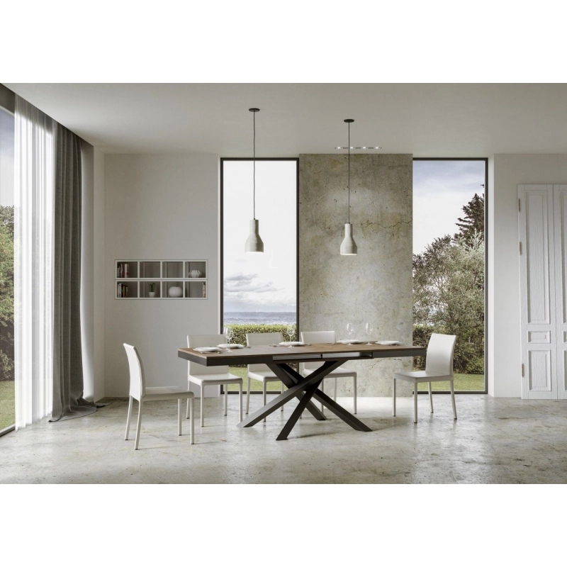Tavolo allungabile 90x160/264 cm Volantis Evolution telaio Antracite - Noce