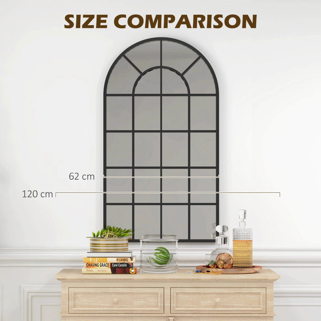 EasyComfort Specchio ad Arco per Casa e Ufficio con Montaggio a Parete, in Vetro e Metallo, 62x2.5x110 cm, Nero