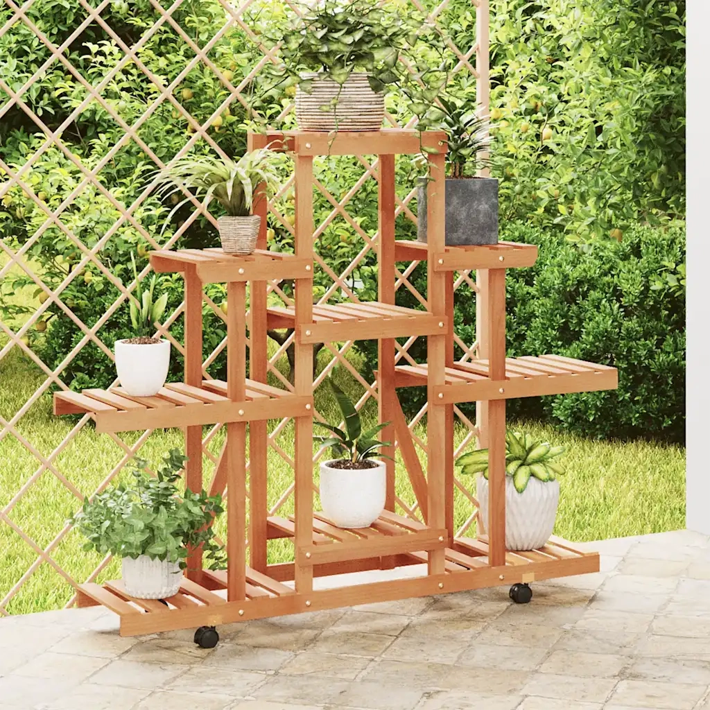 Portafiori | Sostegno per piante con Ruote 110x25x101 cm in Legno Massello di Abete