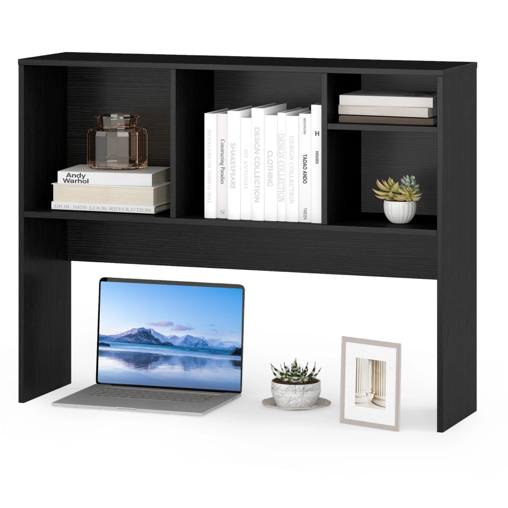 Libreria da scrivania per computer con 4 cubi e scomparto posteriore aperto-Organizzatore di stoccaggio per scrivania Nero