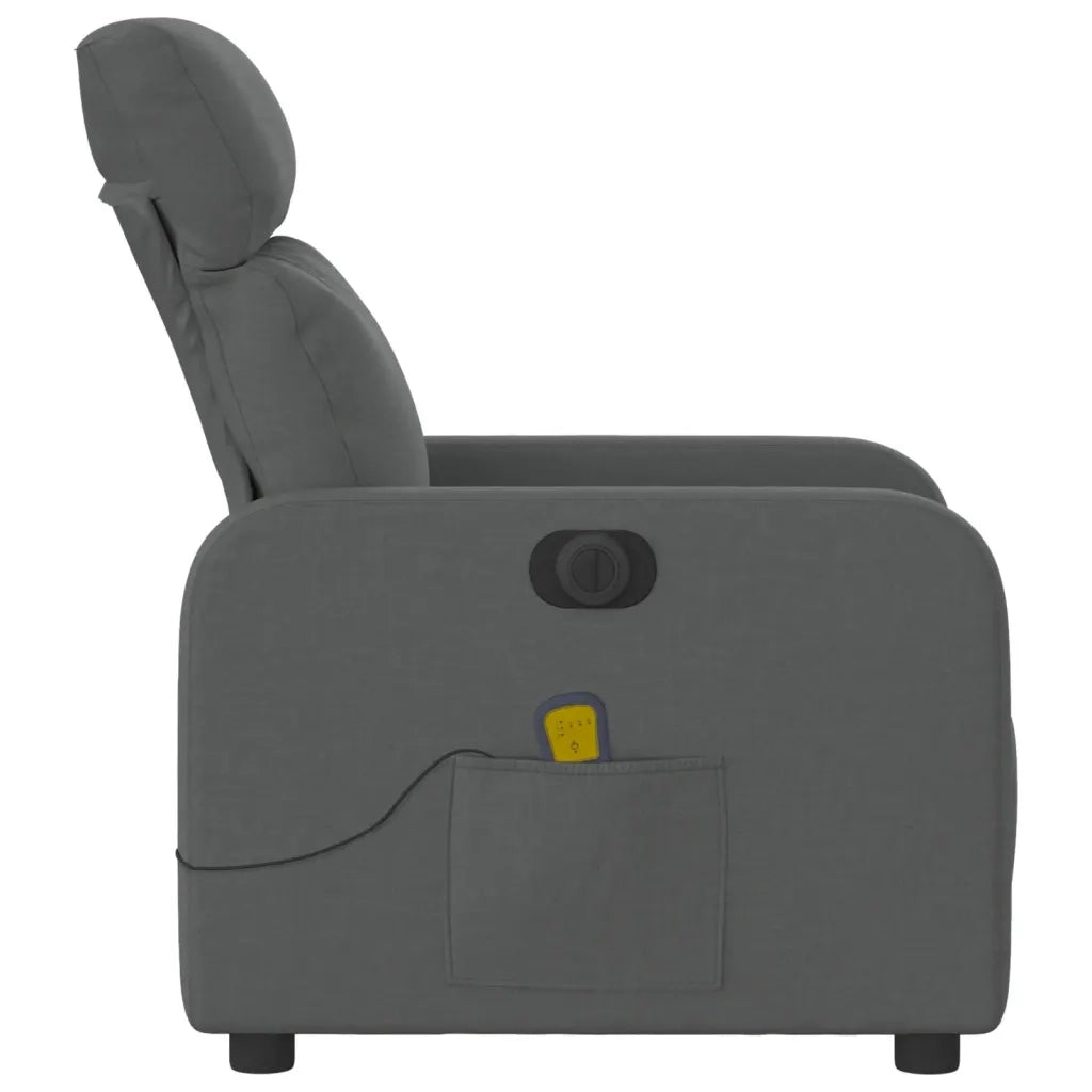 Divano Sedia-Poltrona Reclinabile Massaggio Elettrica Grigio Scuro Tessuto 506676