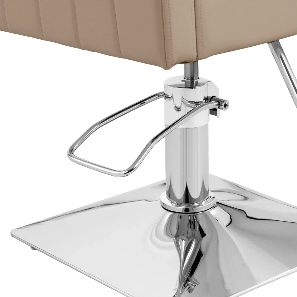 Poltrona professionale per parrucchiere con poggiapiedi altezza seduta 45-55 cm 150 kg acciaio schiuma beige 14_0008981