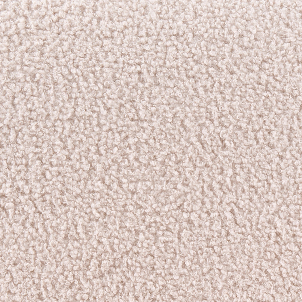Divano da salotto a 2 posti in bouclé e struttura in legno beige e marrone scuro struttura in legno stile retrò