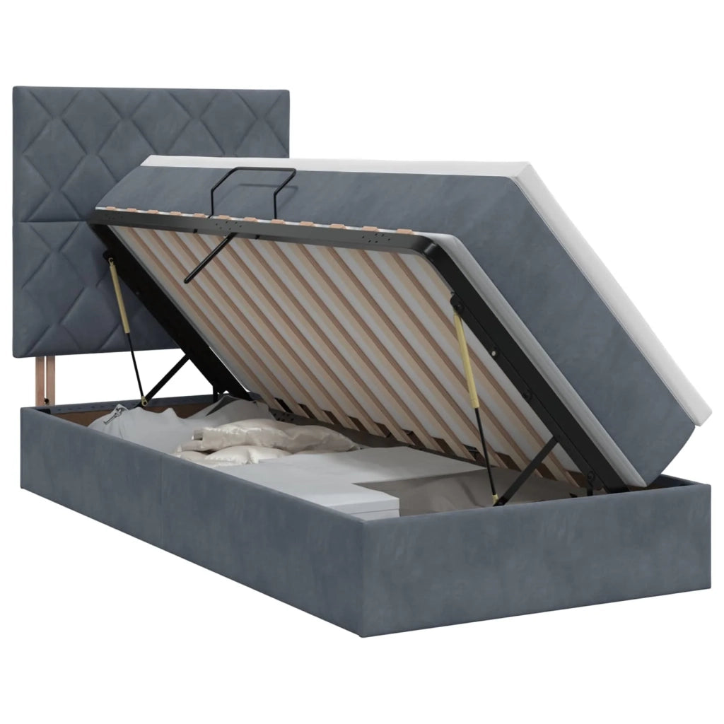 Letto con contenitore e materasso Grigio Scuro 100 x 200 cm 3459730