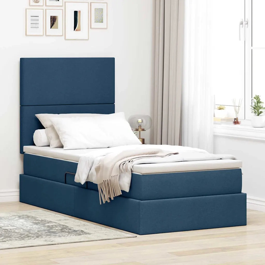 Letto con contenitore e LED con led Blu 100 x 200 cm Poliestere