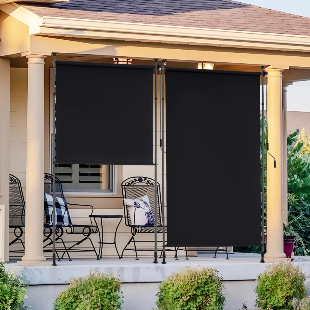 Tenda parasole retrattile verticale per patio con regolabile in altezza, Tenda a rullo da esterno con manovella 150 cm
