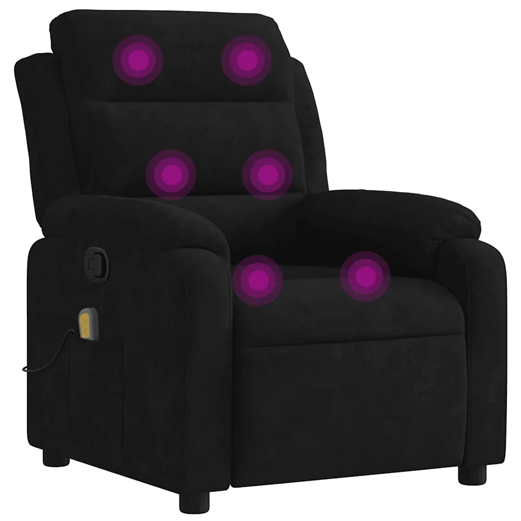 Divano Sedia-Poltrona reclinabile massaggiante in Velluto Nero 641948