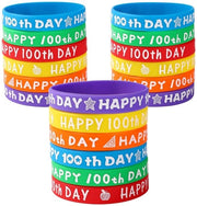 Bracciali per polsi 36 pezzi - Silicone colorati - 100a giornata di scuola - Bende per polsi - Accessori per feste - 5,8 cm di diametro