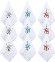 Sciarpa da 9 pezzi - Tendenza vintage - Tessuti di cotone soffici - Disegni floreali in punto - Dimensioni 28 x 28 cm - Abbigliamento da cerimonia di matrimonio - Bandana