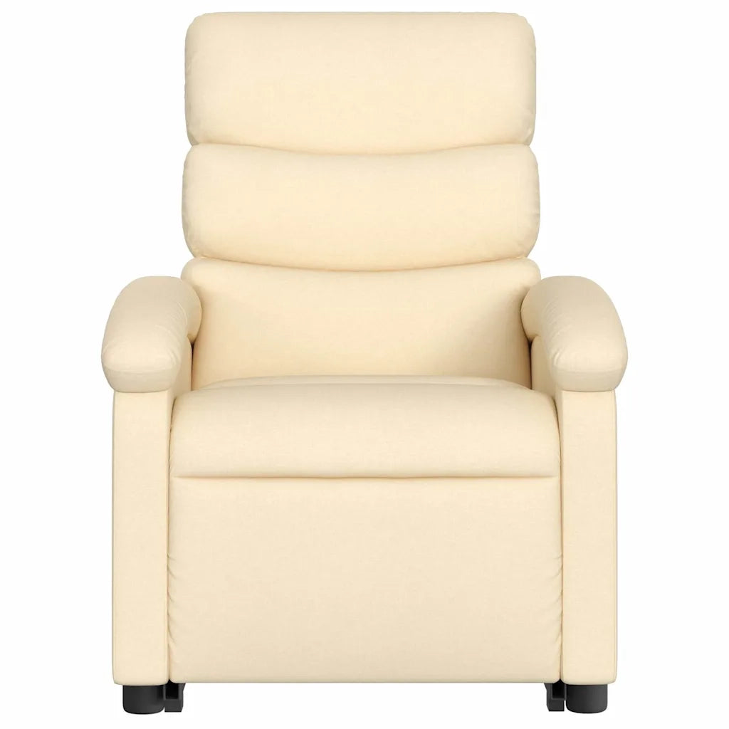 Poltrona | Sedia Relax Alzapersona Reclinabile Crema in Tessuto