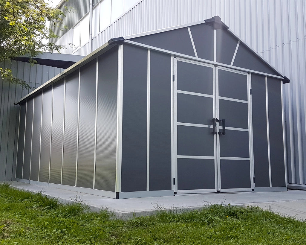 Casetta Da Giardino in Policarbonato Yukon 519X332X252 cm Grigio Pavimento Incluso