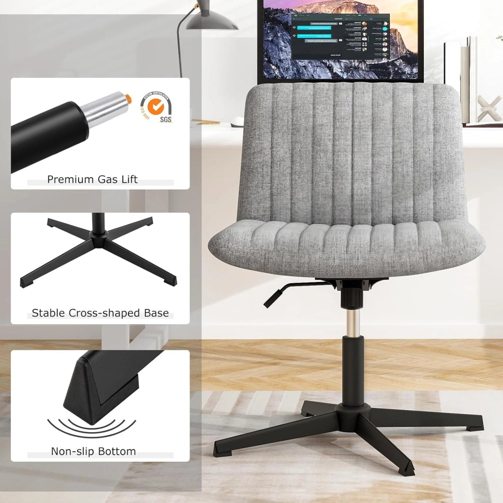 Sedia Ufficio Senza Braccioli, Sedia Ufficio Girevole a 360°, con Ampia Seduta e Oscillazione di 120°, Regolabile in Altezza, per Casa e Ufficio, 71 x 66 cm, 3 Colori