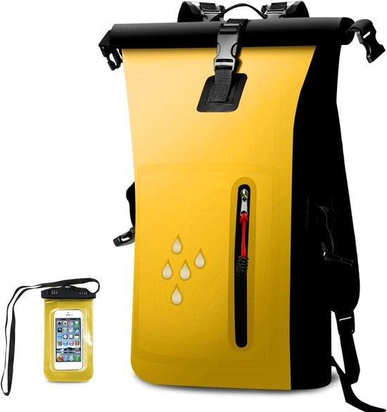 Zak da Bagno 25 litri - Chiusura a rolo resistente - Ideale per canoa, rafting e sci - Protezione IPX8 per telefono - Per uso in spiaggia e campeggio - Inclusa borsa dry bag