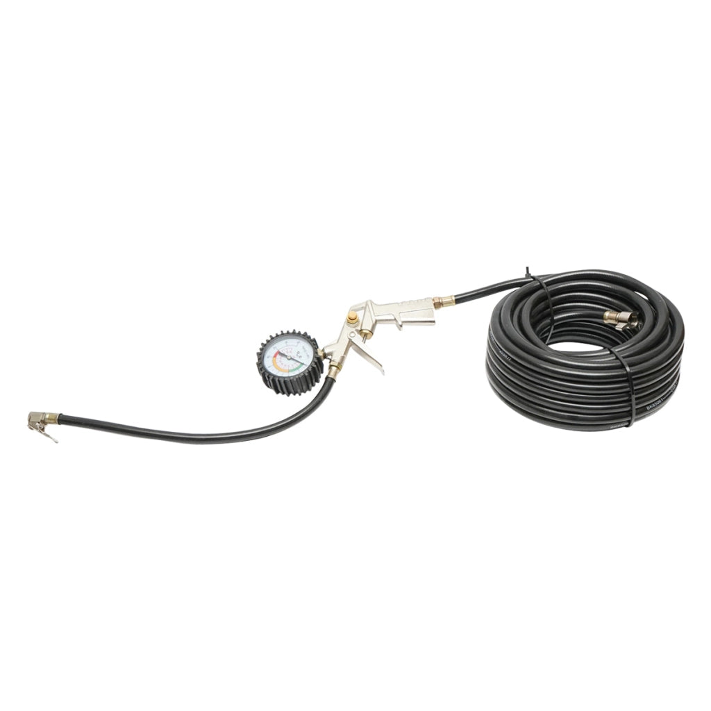 Tubo flessibile per gonfiaggio pneumatici da 13 m con pistola e manometro, diametro esterno 10,5 mm