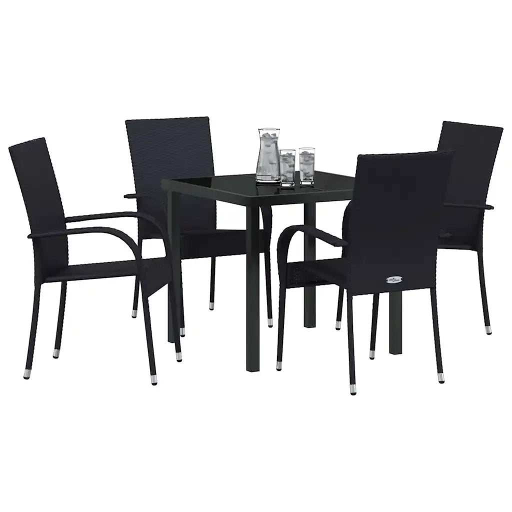 Set da Pranzo per Giardino 5 pcs Nero