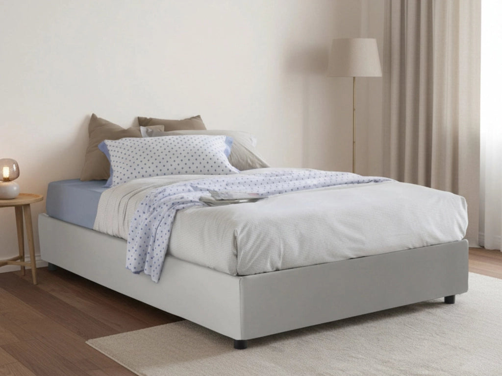 Arbo, Letto Piazza e Mezza Contenitore Made in Italy, Bianco