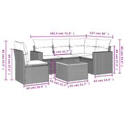 Set Divano da Giardino 6 pz con Cuscini Beige in Polyrattancod mxl 89529