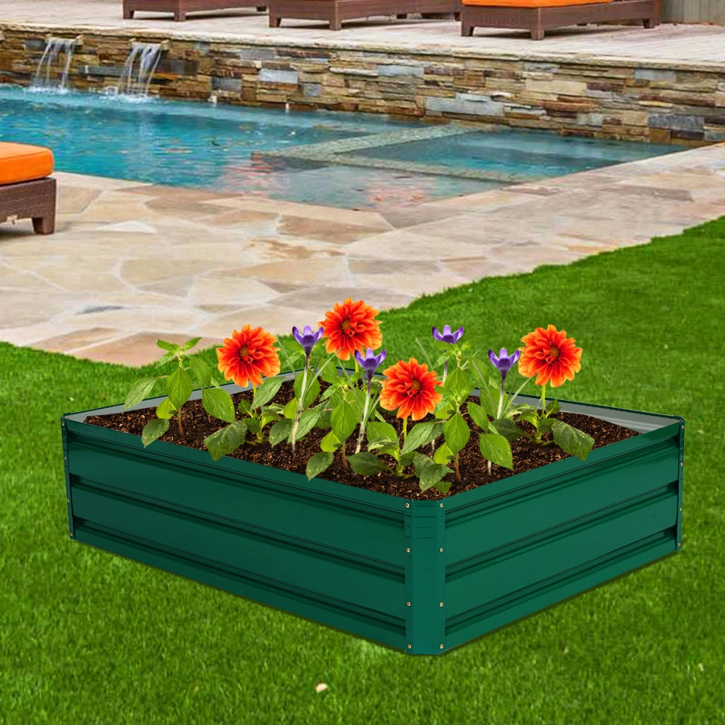 Telaio per letto da giardino in metallo da esterno per fiori piante e verdure, Letto da giardino rialzato in acciaio Verde