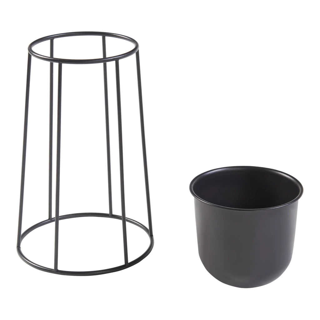 Set di 2 portavasi di varie dimensioni con fioriere in metallo nero 03_0010594