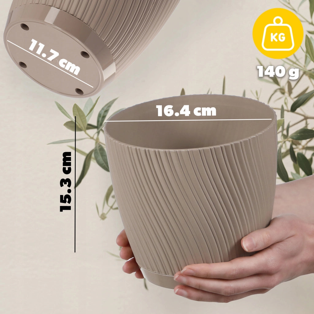 Vaso da fiori KADAX con supporto, coperchio, ciotola rotonda, 17 cm, marrone