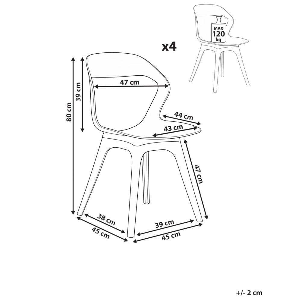 Set di 4 sedie da giardino tortora in polipropilene leggero e resistente agli agenti atmosferici in plastica per interni e per esterni