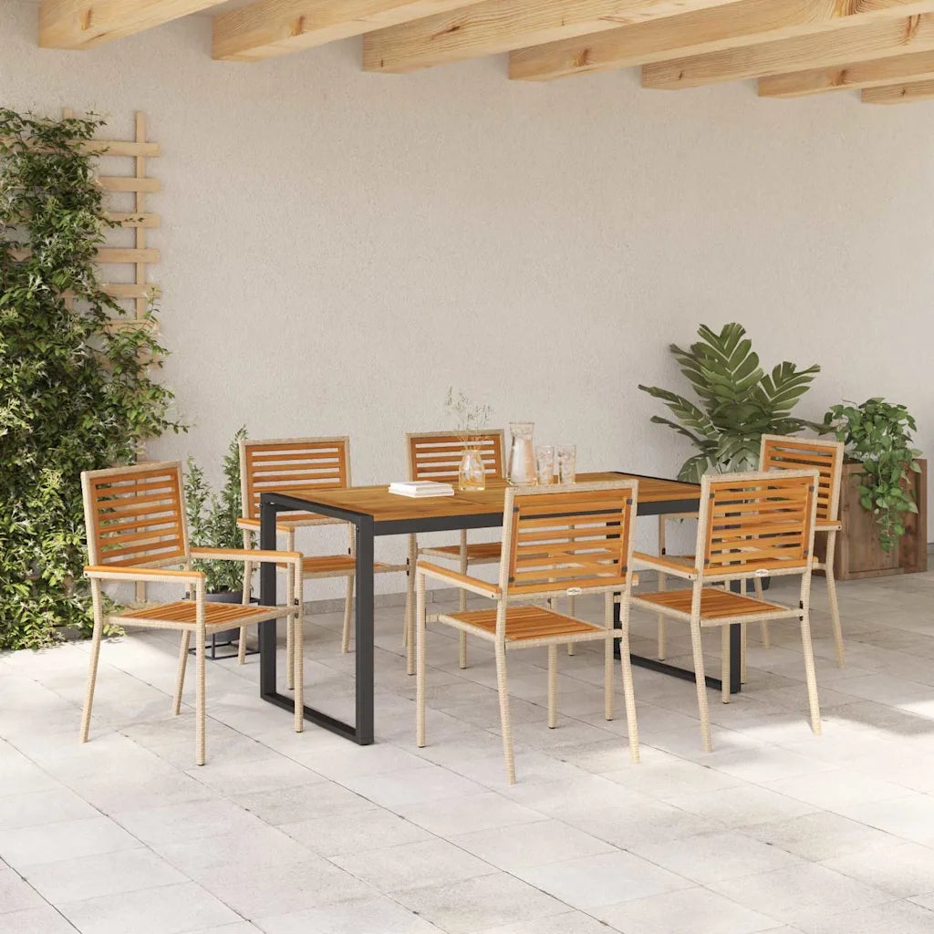 Set da Pranzo per Giardino 7 pcs Beige e Marrone polyrattan 3365480