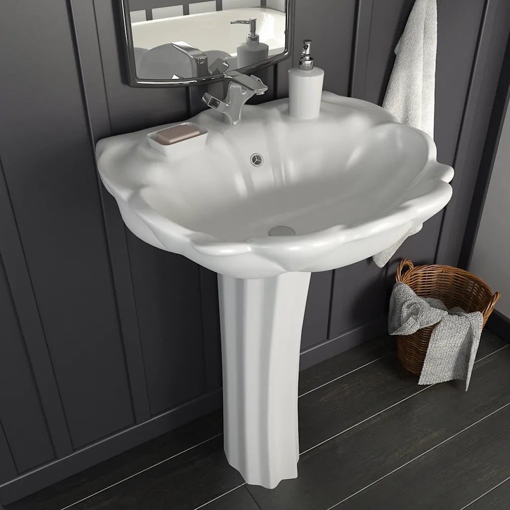 Lavandino a Colonna in Ceramica-Lavabo-Lavello Bianca 580x510x200 mm