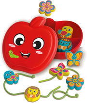 Happy Apple & Friends, Gioco Montessori da Infilare, attivita Educativa , Stimola Manualita Fine e Logica, con 8 Persona
