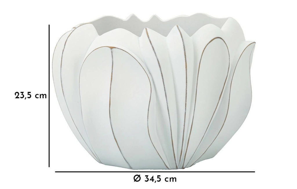 Vaso Bovezzo, Complemento d'arredo, Articolo decorativo, Accessorio d'arredo, 35x35 h24 cm, Bianco