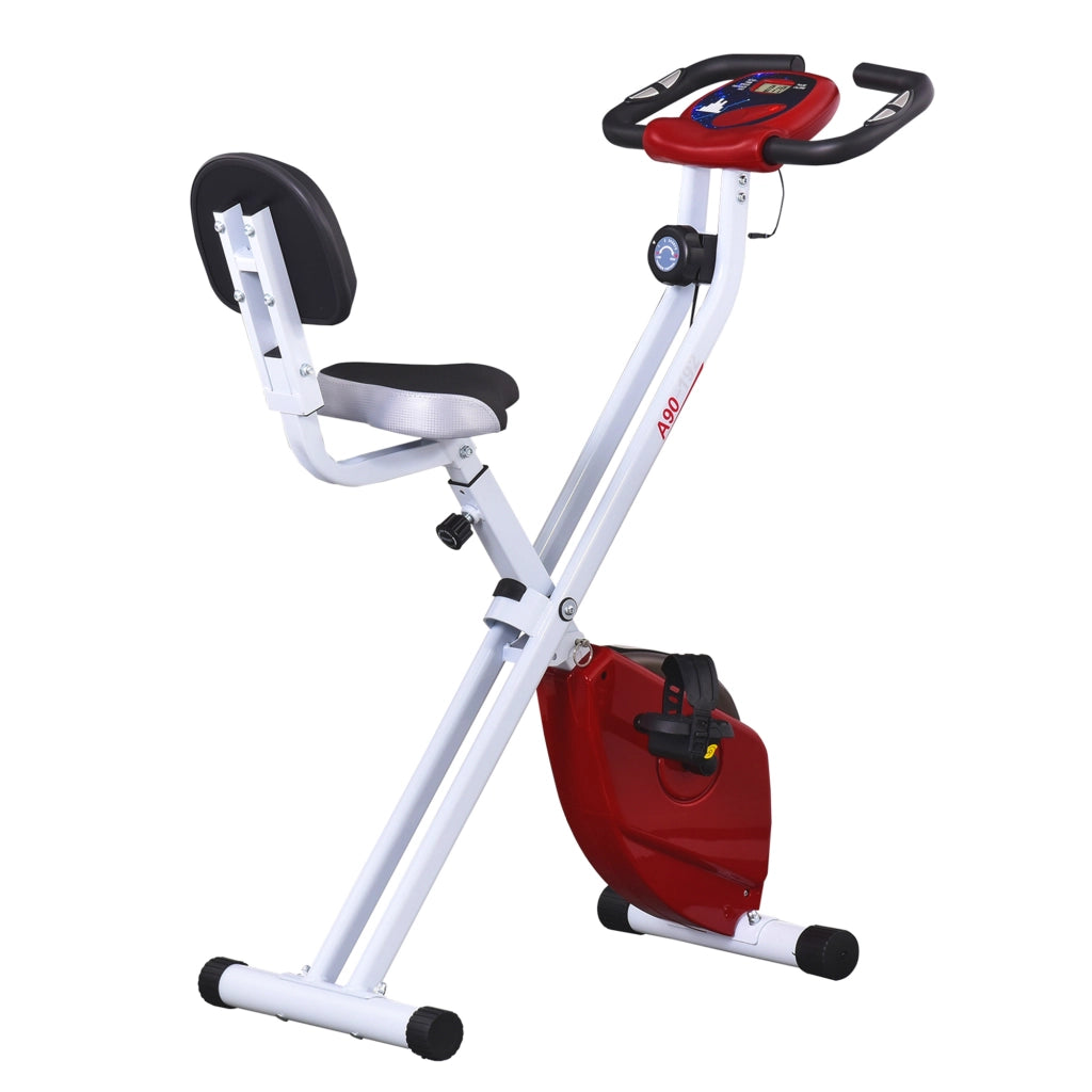 Bicicletta da camera pieghevole ¨C zephmum ¨C 8 livelli resistenza magnetica con schienale e sella regolabili, schermo LCD multifunzione, sensore frequenza cardiaca