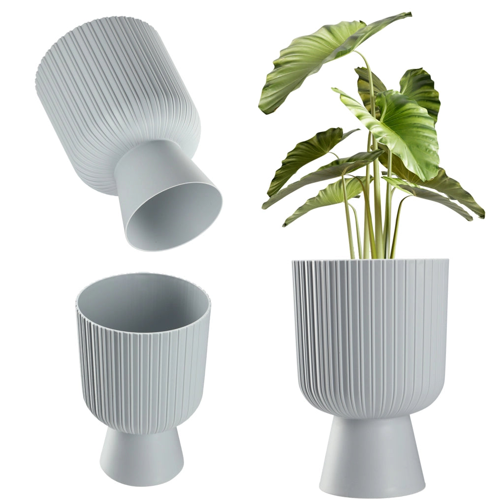 Vaso da fiori KADAX, vaso per piante da giardino, copertura in plastica, 18 cm, supporto per fiori, grigio