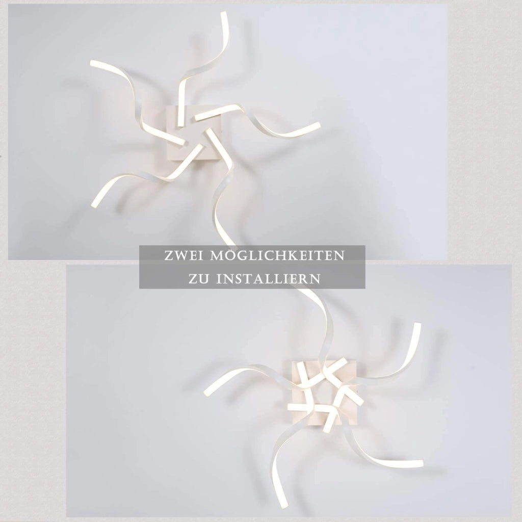ZMH Lampada da soffitto plafoniera LED moderna 65cm forma onda telecomando per soggiorno