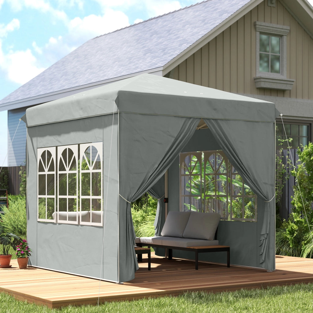 Gazebo pieghevole 2.5x2.5m ¨C zephmum ¨C Grigio chiaro con pareti e borsa