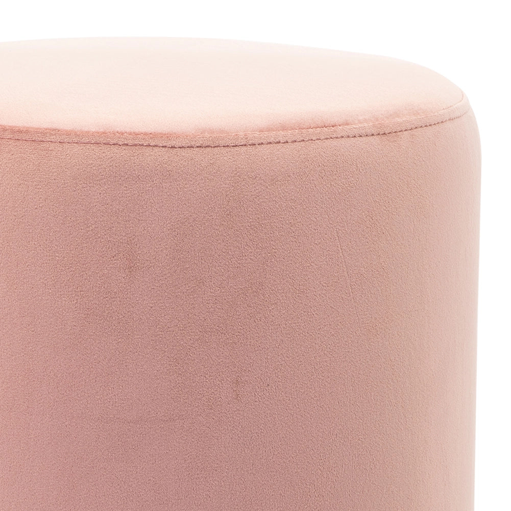 Pouf Poggiapiedi in Velluto Rosa Struttura in MDF 31x31x38 cm Base in Metallo