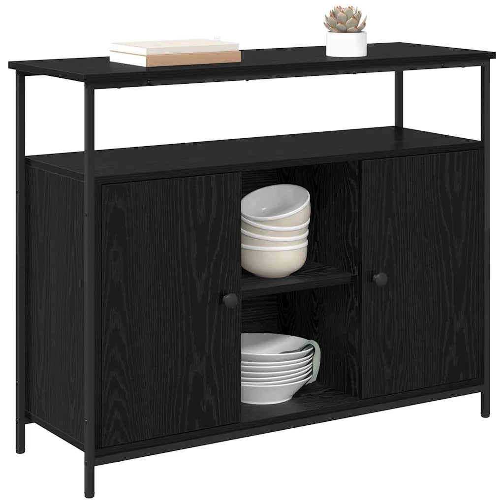 Credenza-Buffet-Armadio da cucina Rovere Nero 100 x 35 x 80 cm Legno multistrato 501868