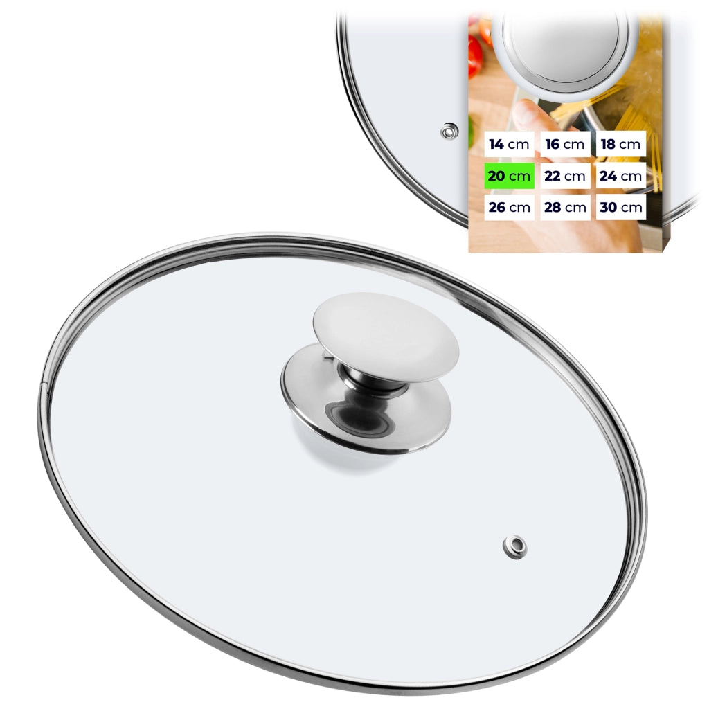 Coperchio in vetro KADAX da 20 cm, universale, resistente al calore, per pentole e padelle.