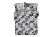 Copripiumino Linea Pensieri Delicati In 100% Cotone Disegno Love Mountain - Matrimoniale - Grigio