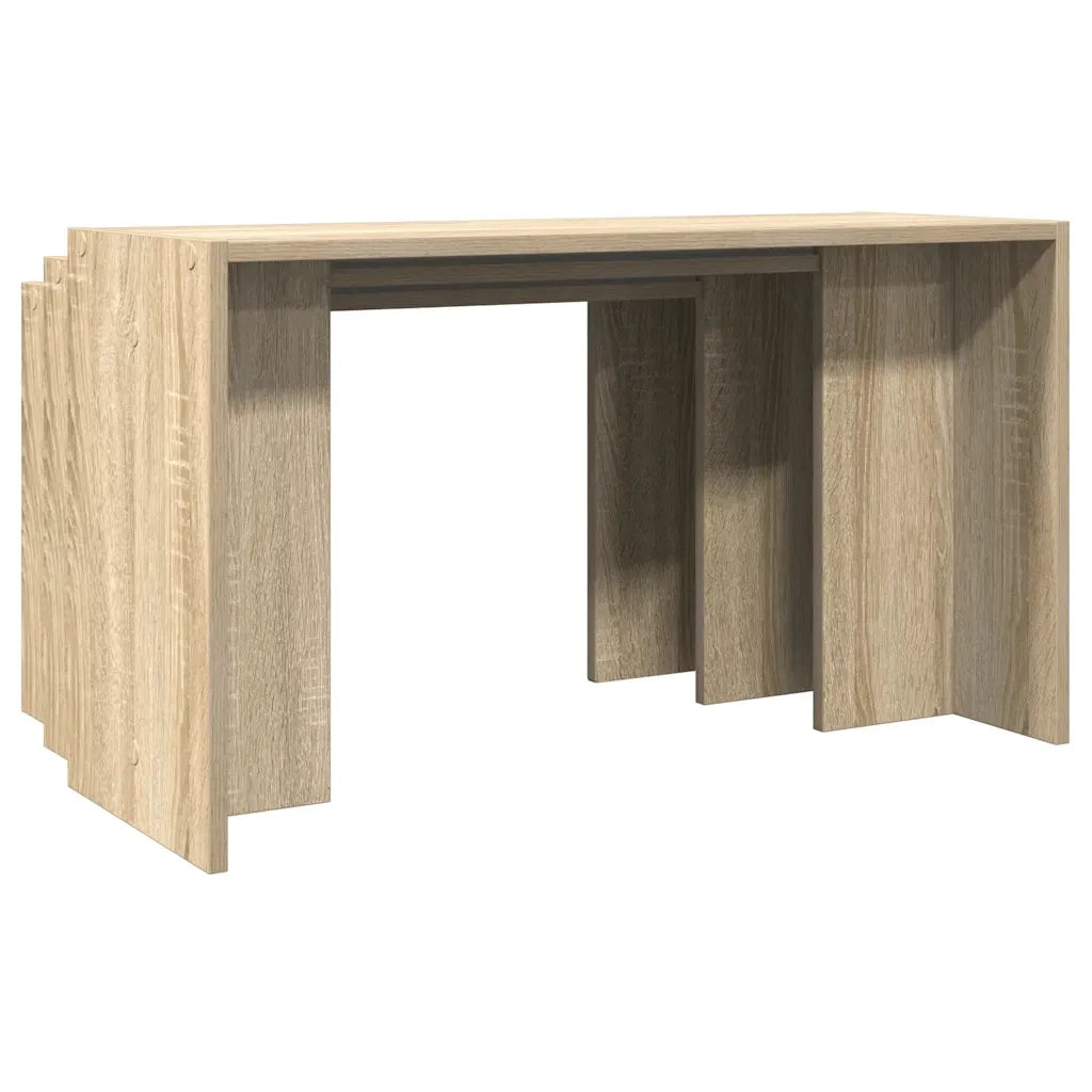 Tavolini Impilabili 3 pz Rovere Sonoma in Legno Multistrato 858535