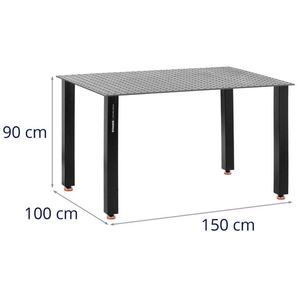Tavolo da saldatura professionale 200 kg 150 x 100 cm acciaio nero argento 14_0010012