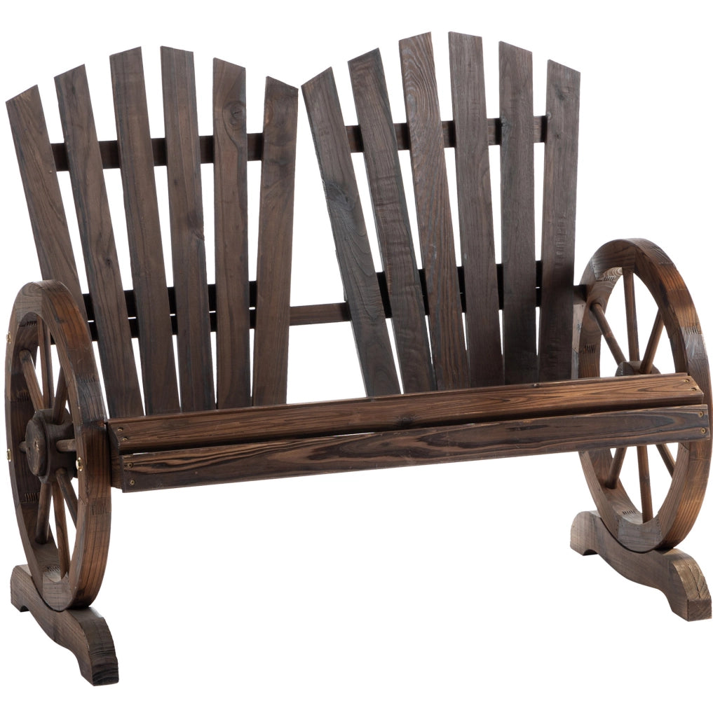 Panca da giardino 2 posti con braccioli in legno; marrone scuro; 108 x 66 x 95 cm